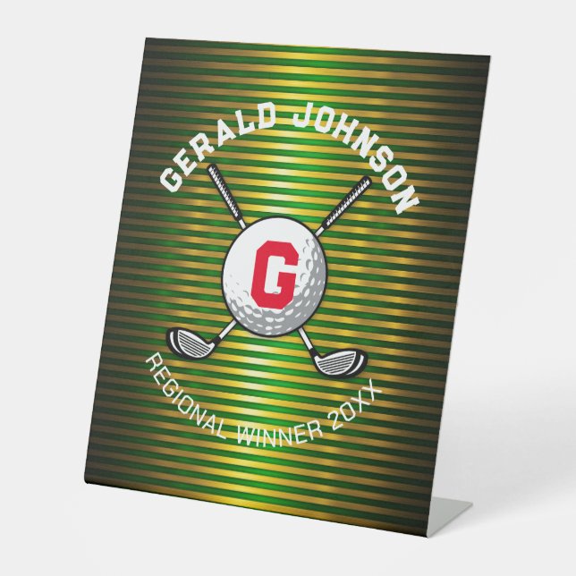 Minimalist Elegant Golf Monogram Design Pedestal Sign (Front)