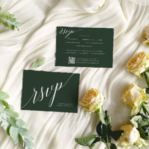 Minimalist Elegant Green Sage Wedding RSVP Card