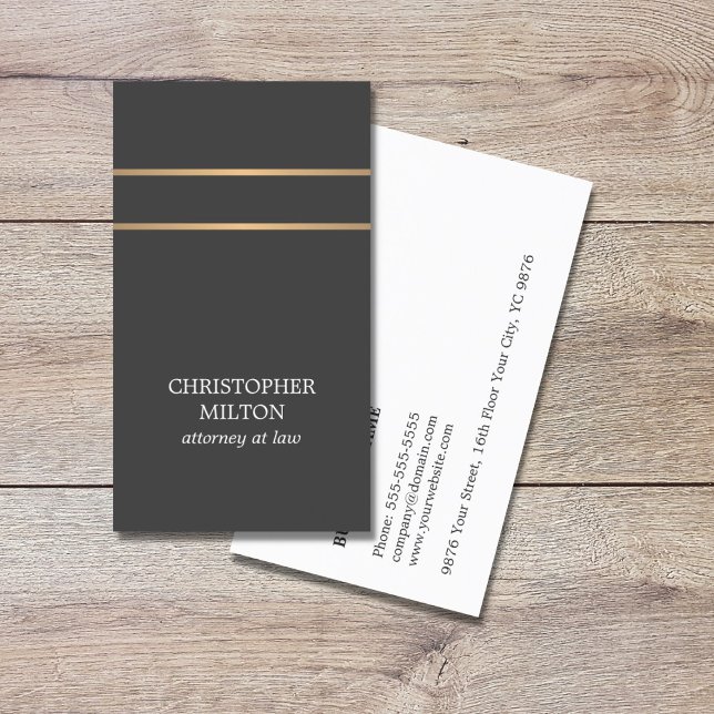 Minimalist Elegant Grey FAUX Copper Line Attorney Business Card (Creator Uploaded)