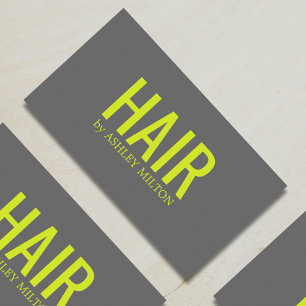 Minimalist Elegant Grey Green Bold Hair Salon Business Card