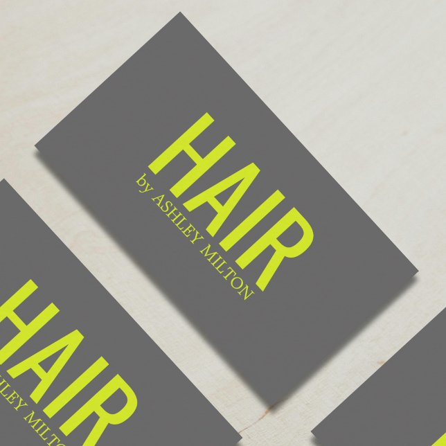 Minimalist Elegant Grey Green Bold Hair Salon Business Card (Creator Uploaded)