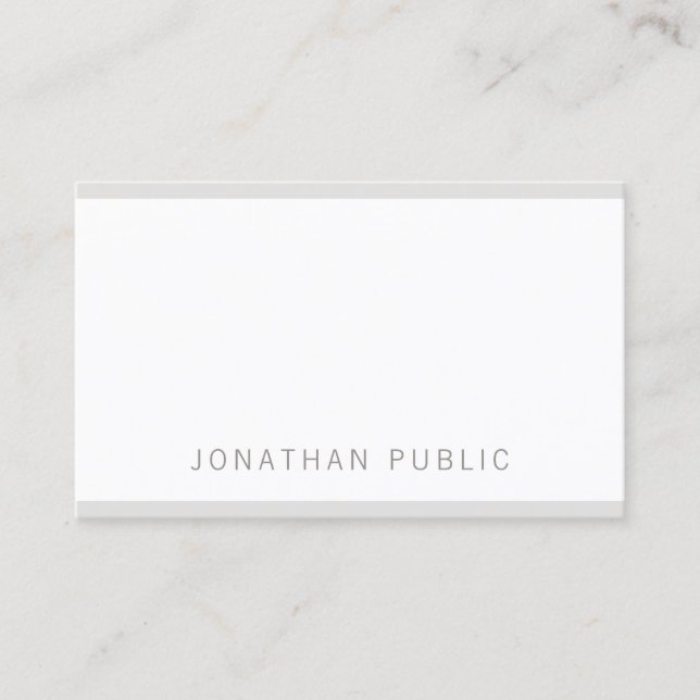 Minimalist Elegant Grey White Modern Simple Plain Business Card (Front)