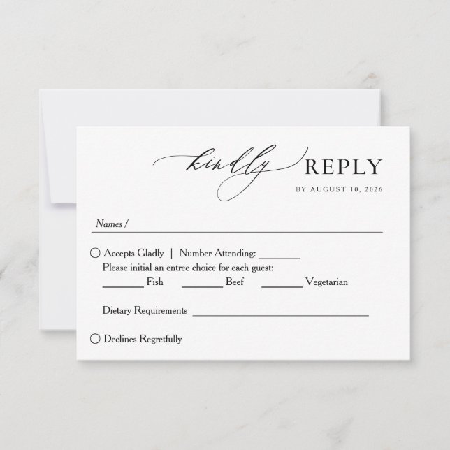 Minimalist Elegant Handwritten Script Wedding RSVP Card (Front)