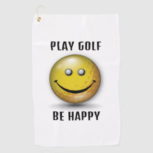 Minimalist Elegant Happy Golfer Design Golf Towel