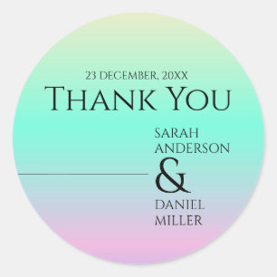 Minimalist Elegant Holographic Ombre Wedding  Classic Round Sticker
