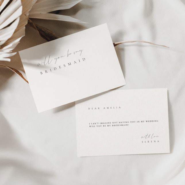Minimalist Elegant Ivory Bridesmaid Proposal Card (Creator Uploaded)