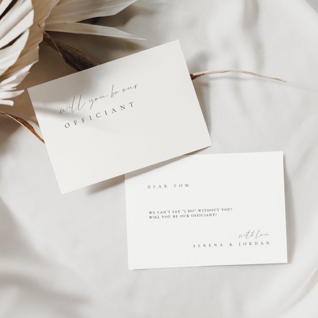 Minimalist Elegant Ivory Officiant Proposal Card (Creator Uploaded)
