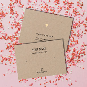 Minimalist Elegant Kraft Gold Heart Earring Card