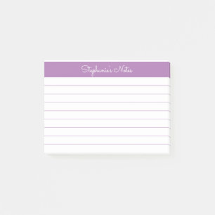 Minimalist Elegant Lavender Lined Personalized Post-it Notes