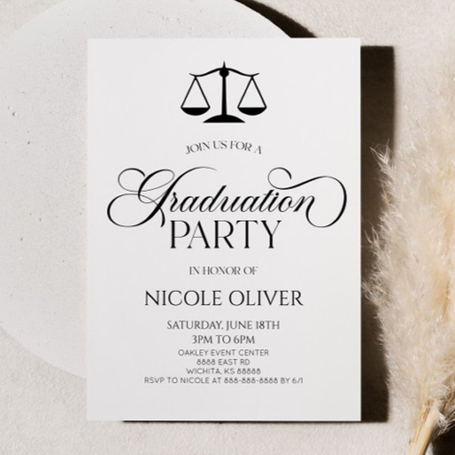 Minimalist Elegant Lawyer Scale Graduation Invitation (Creator Uploaded)