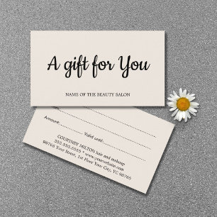 Minimalist Elegant Light Beige Salon Gift Card