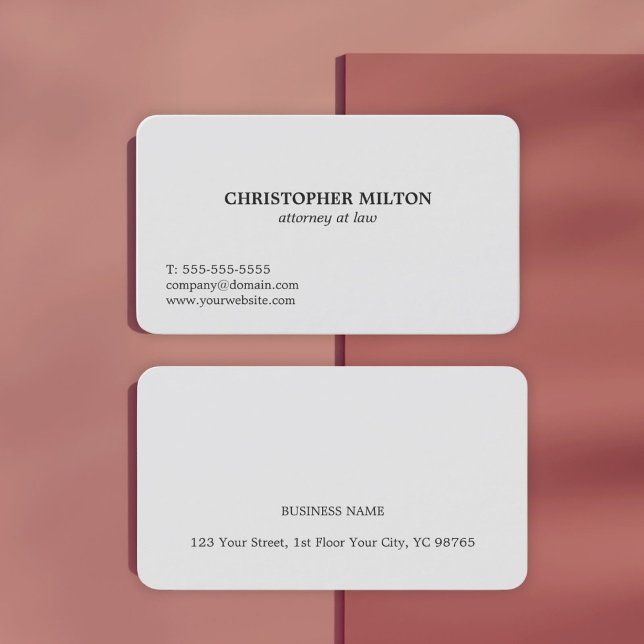 Minimalist Elegant Light Grey Attorney at law Business Card (Creator Uploaded)