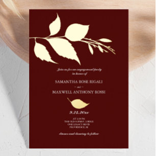 Minimalist Elegant Maroon Engagement Party