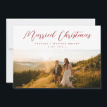 Minimalist Elegant Married Christmas Script Photo  Holiday Card<br><div class="desc">Elegant and simple holiday card featuring your photo paired with elegant type. The back features a seamless 2 photo collage with room for your own personalised sentiment. All text and colours are editable.</div>