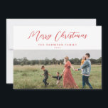 Minimalist Elegant Merry Christmas Script Photo Holiday Card<br><div class="desc">Elegant and simple holiday card featuring your photo paired with elegant type. The back features a seamless 2 photo collage with room for your own personalised sentiment. All text and colours are editable.</div>