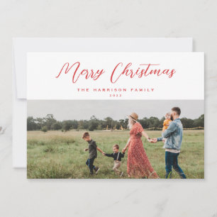 Minimalist Elegant Merry Christmas Script Photo Holiday Card