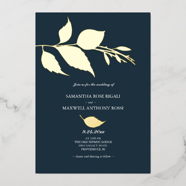 Minimalist Elegant Midnight Blue Wedding (Front)