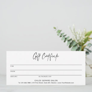 Minimalist Elegant Minimal Modern Gift Certficate