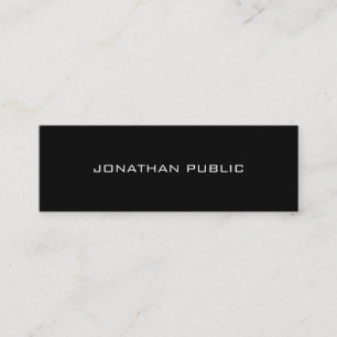 Minimalist Elegant Modern Black White Sleek Plain Mini Business Card