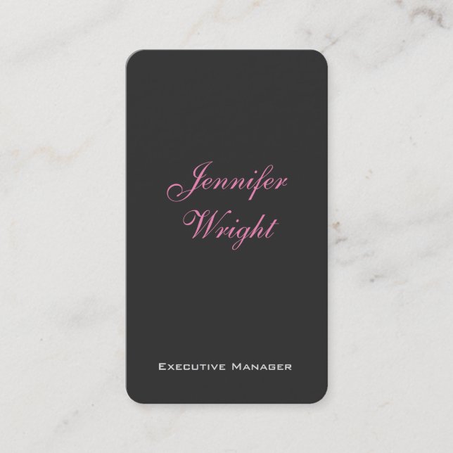 Minimalist elegant modern grey pink feminine business card (Front)