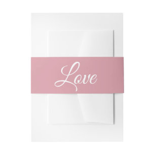 Minimalist Elegant Modern Love Pink Wedding Invitation Belly Band