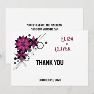 Minimalist elegant modern luxury Burgundy floral Thank You Card