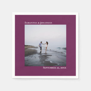 Minimalist Elegant Modern Magenta Wedding Photo Napkin