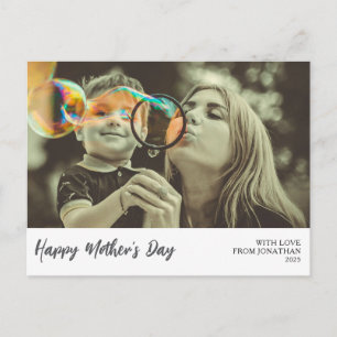Minimalist Elegant Modern mothers Day 1 photo Holiday Postcard