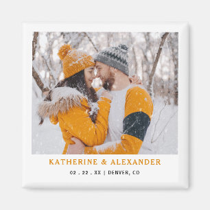 Minimalist Elegant Modern Photo Save The Date Magnet