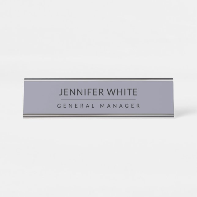Minimalist Elegant Modern Plain Desk Name Plate (Front)