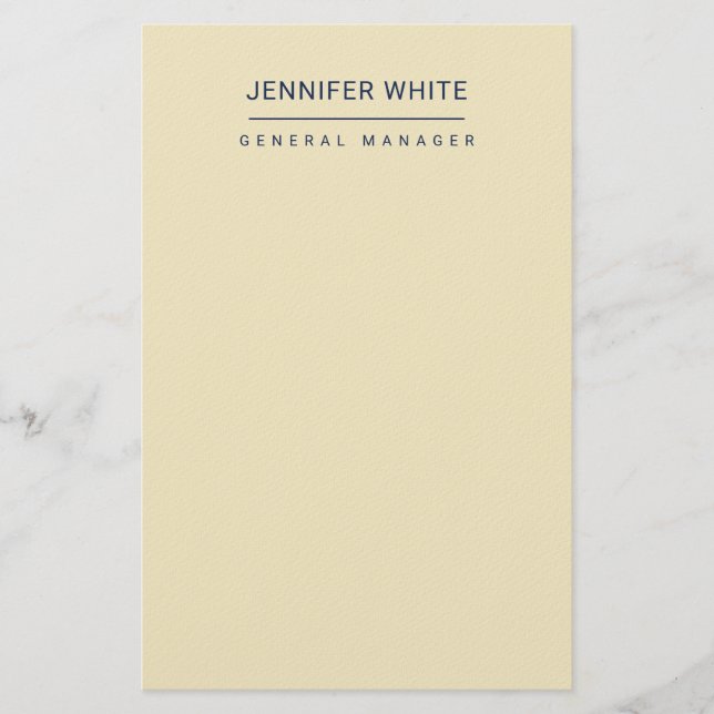 Minimalist Elegant Modern Plain Stationery (Front)