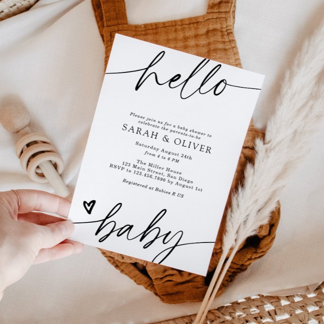 Minimalist Elegant Modern Script Baby Shower Invitation (Creator Uploaded)