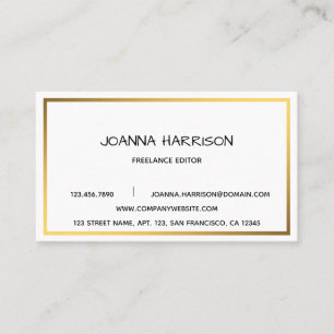Minimalist Elegant Modern Shiny Gold Frame Editor Business Card
