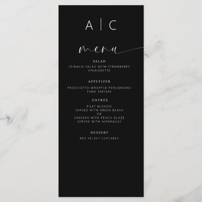 Minimalist Elegant Modern Wedding Reception Menu (Front)