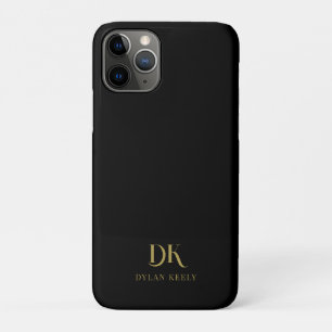 Minimalist Elegant Monogram Black Gold Stylish Case-Mate iPhone Case