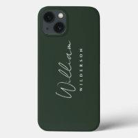 Minimalist Elegant Monogram Dark Green Forest