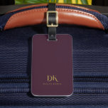 Minimalist Elegant Monogram Dark Red Gold Stylish Luggage Tag<br><div class="desc">The Custom Minimalist Elegant Monogram Dark Maroon Red Gold Stylish Luggage Tag is a luxurious and sophisticated addition to your travel accessories.</div>