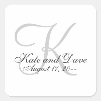 Minimalist Elegant Monogram Simple Wedding Favour Square Sticker