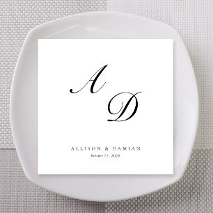 Minimalist Elegant Monogram Wedding Napkin