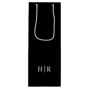 Minimalist Elegant Monogram Wine Gift Bag