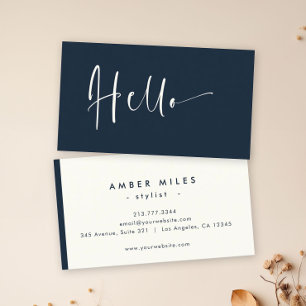 Minimalist Elegant Moody Blue Chic Stylish Hello Business Card