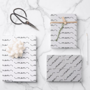 Minimalist elegant Mum Typography Mother's Day Wrapping Paper Sheet
