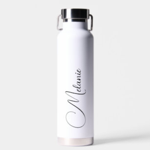 Minimalist Elegant Name Black White  Water Bottle