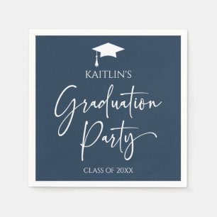 Minimalist Elegant Navy Blue Graduation Party Napkin