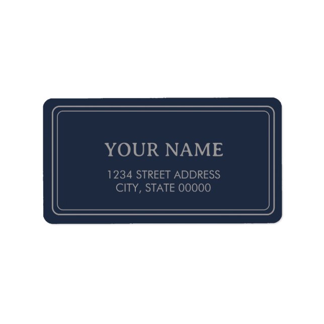 Minimalist Elegant Navy Blue  Label (Front)