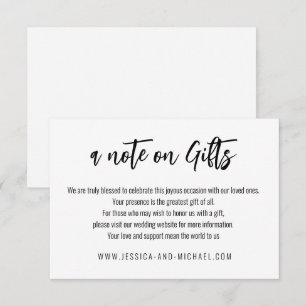 💍 Minimalist Elegant note on Gifts Enclosure Card