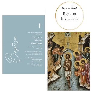 Minimalist Elegant Orthodox Christian Baptism Invitation