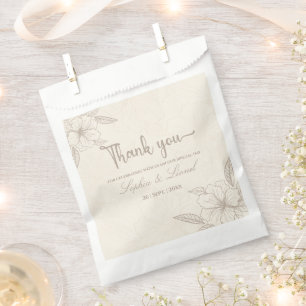 Minimalist Elegant Outline Floral Wedding Favour Bags