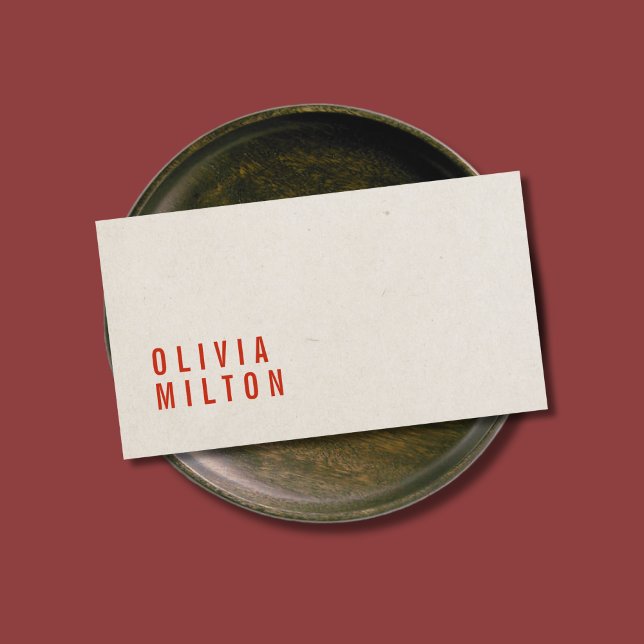 Minimalist Elegant Paper Texture Red Consultant Business Card (Creator Uploaded)