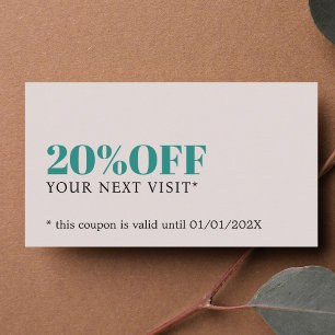 Minimalist Elegant Pastel Beige Green Salon Shop Discount Card